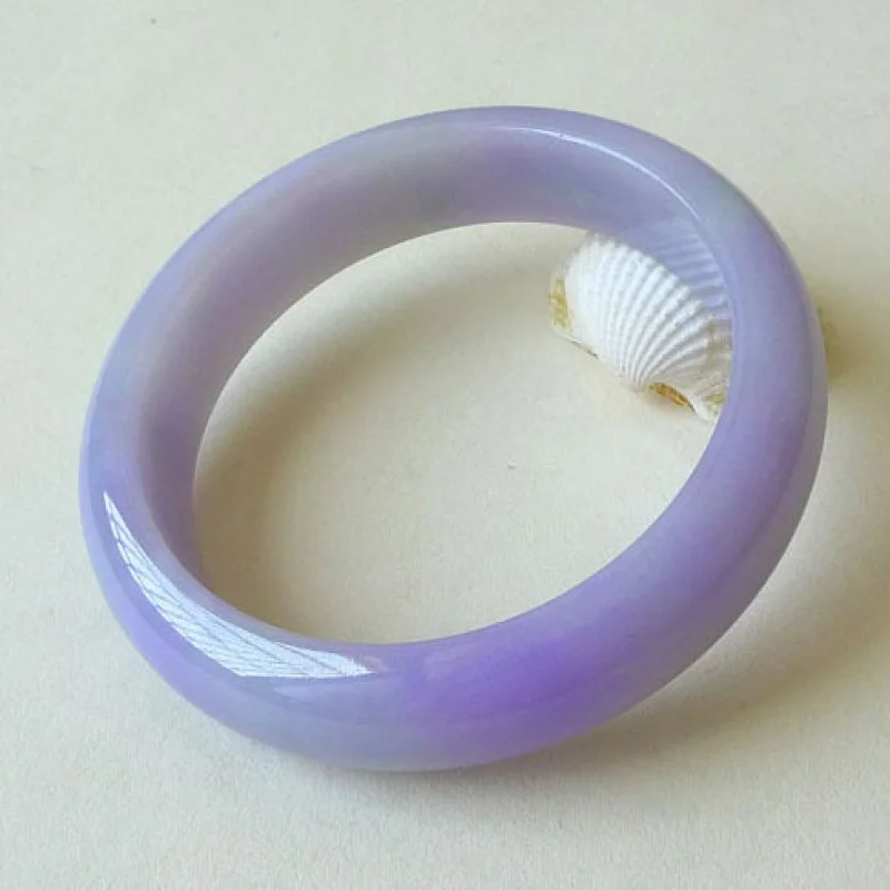 Myanmar Natural 56-64mm Purple Lavender Jade Jadeite Round Bar Bracelet Bangle 3