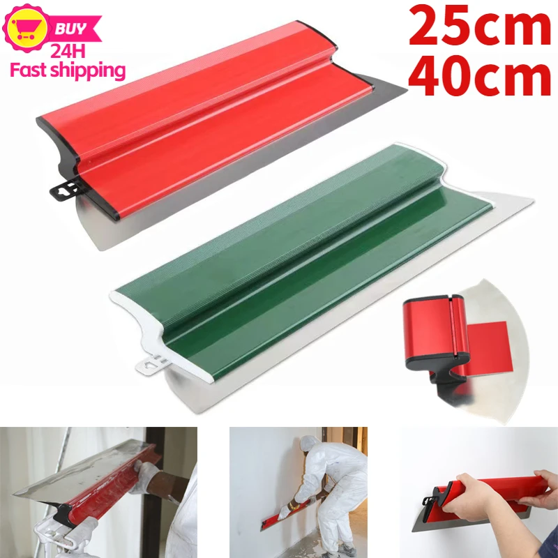 40/25cm Drywall Skimming Blade Stainless Steel Skimmer Putty Knifes Smoothing Painting Finishing Plastering Construction Tool suprihoo 24inch 60cm plastering spatulas extruded stainless steel flex finishing skimming blade sets for drywalls tape jointing
