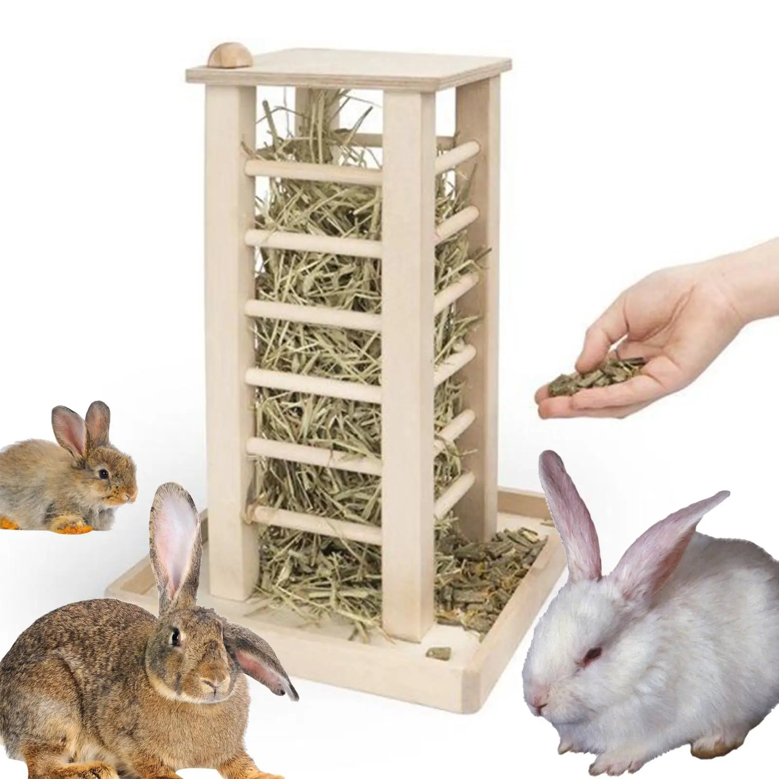 

Hay Holder Hay Container Bunny Hay Manger Feeder Wooden Rabbit Hay Feeder for Cage Small Animals Guinea Pig Hedgehog Chinchilla