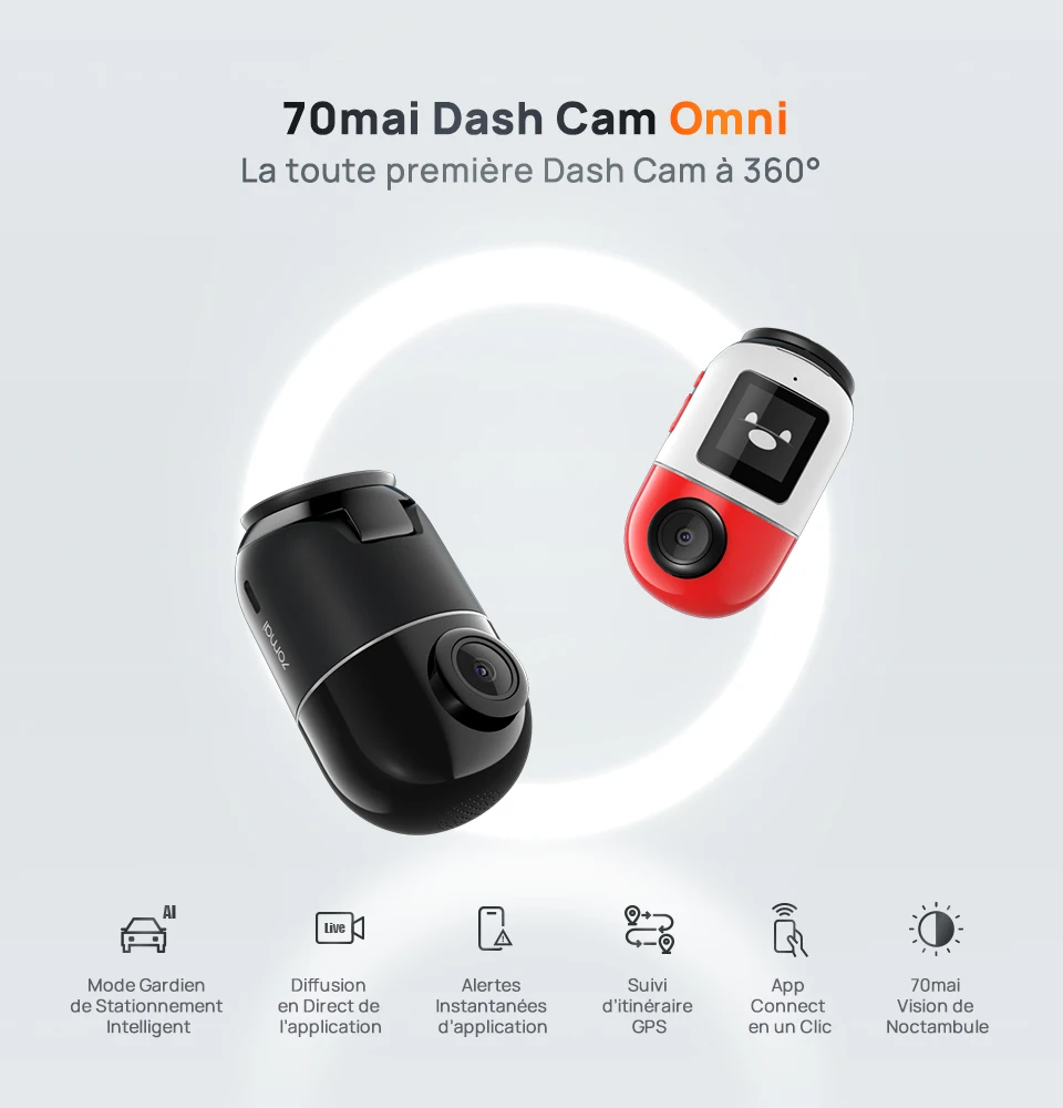 Vidéo embarquée 70Mai Dash Cam Omni X200 DVR de Voiture 360°ADAS