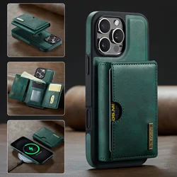 Detachable Magnetic Wallet Case with RFID Card Slot and Triple Fold Design - iPhone 14 Pro (Green)