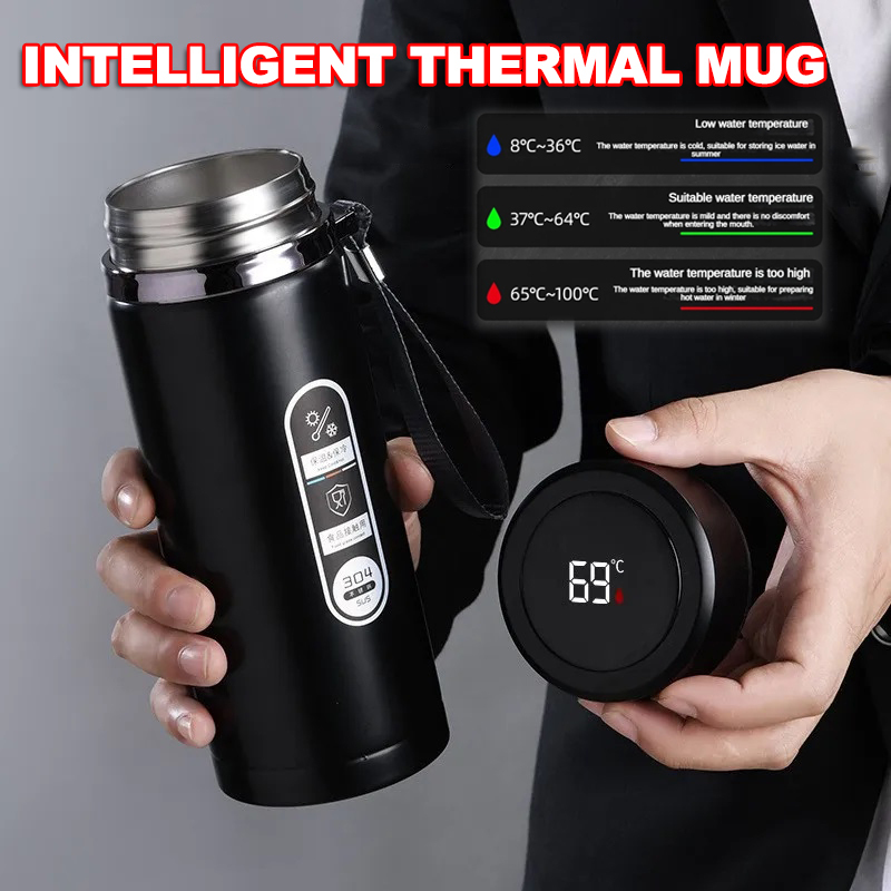  500ML-1Liter Stainless Steel Thermos Bottle with LED Temperature Display Sus304 Tea Water Bottle Vacuum Flask Portable Cups 