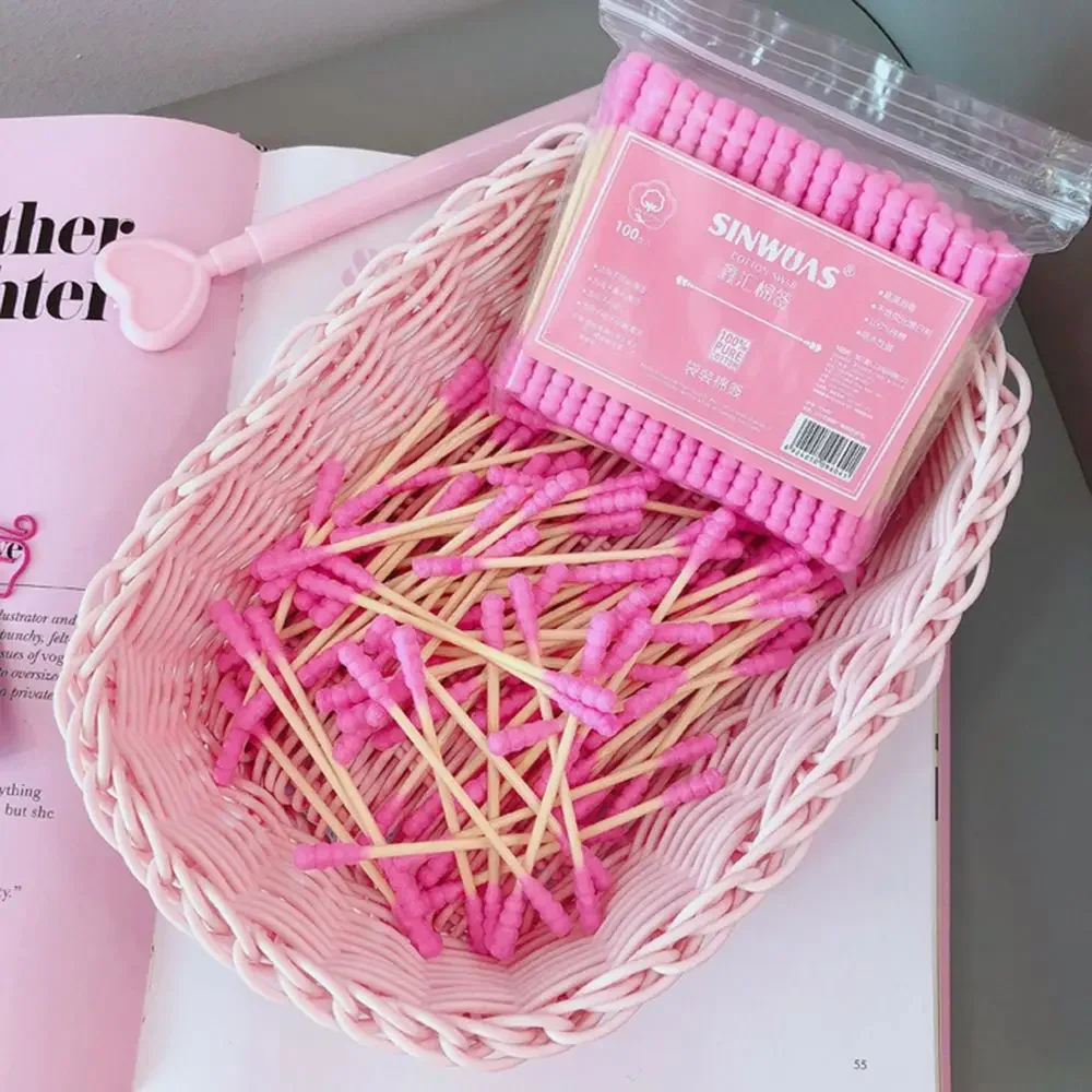100/200pcs/Box Bamboo Baby Cotton Swab Wood Sticks Soft Cotton Buds Cleaning Ears Tampons Cotonete Pampons Health Beauty cotton swabs