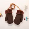 Warm Knitted Gloves Toddler Baby Boys Girls Winter Gloves Mittens with Neck String 2