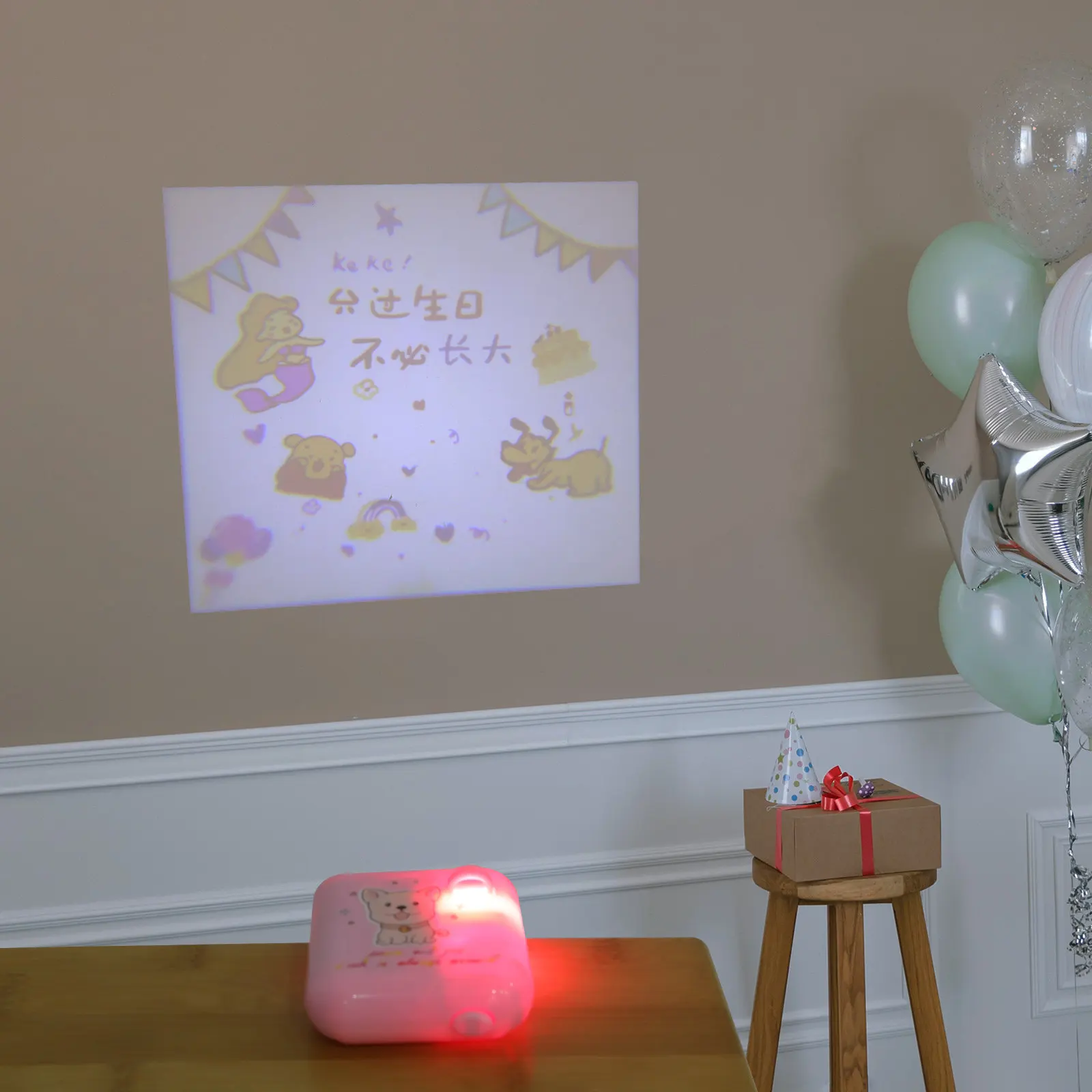 생일 프로젝션 라이트 ABS 소재 파티룸 축하용 광각 장식 램프 사진 프로젝터 생일 축하합니다
