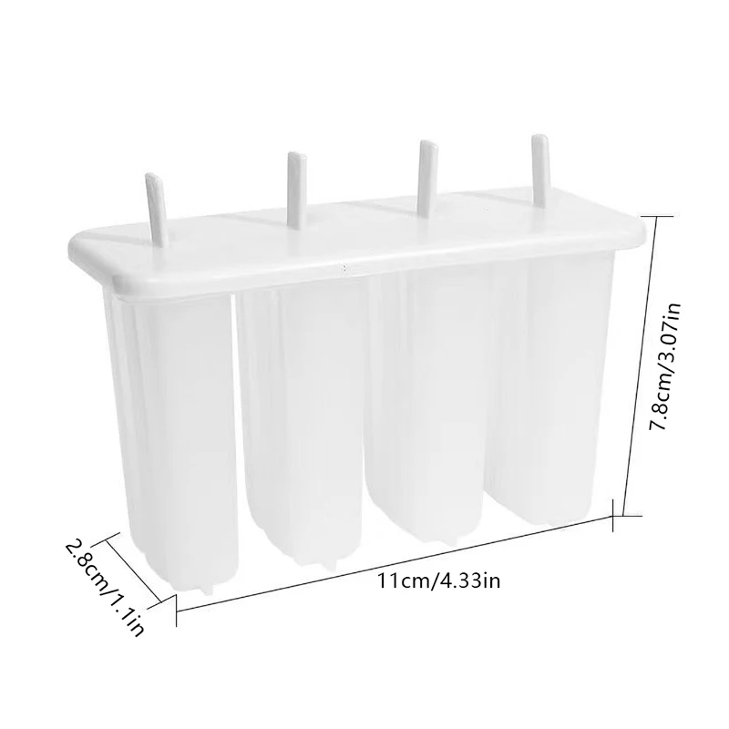 Ice Cream Mold 4 Ice Popsicle Mold Set Maker Tray DIY Reusable with Sticks and Lid Creative Kitchen Tool Summer