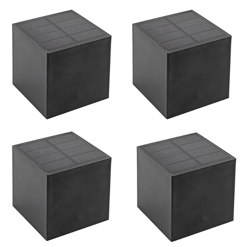

4 Pcs Solar Wall Light Black Waterproof Courtyard Yard Balcony Fence Decoration Lamp