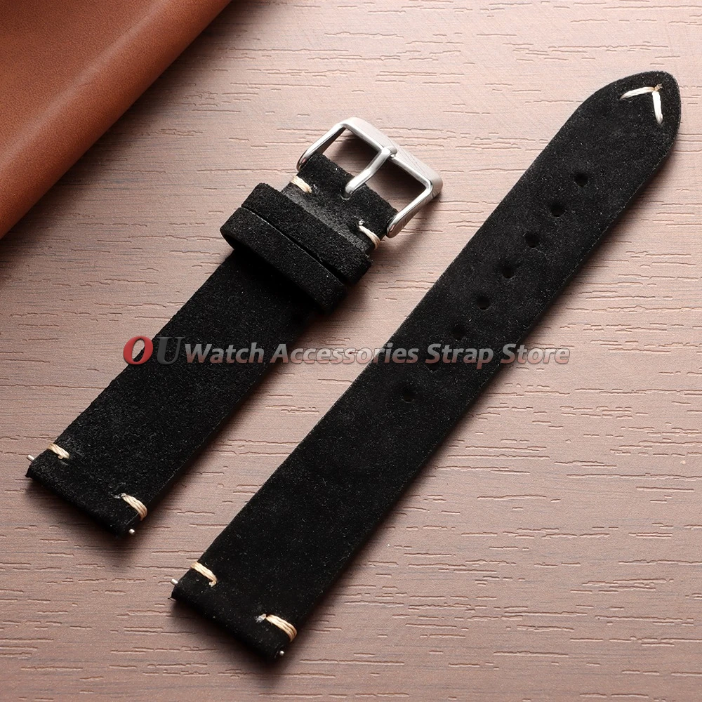 Premium Soft Suede Leather Vintage Watchband with Quick Release