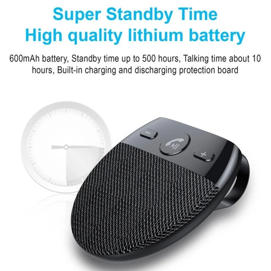 sem Fio Bluetooth Carro Alto-falante Hands Kit Mãos Livres Azul-dente Multiponto Alto-falante Telefone Sol Viseira Dente Azul Acessórios do Carro - Imagem 3