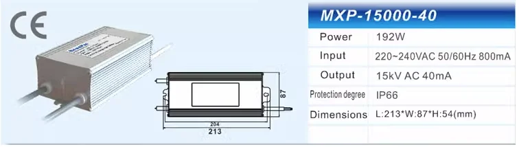 Description Picture 5 of itemHigh Brightness Neon Sign Transformer Power Supply Neon Light Rectifier Ballast Output 15kVAC 40mA 192W Input 220V 50/60Hz