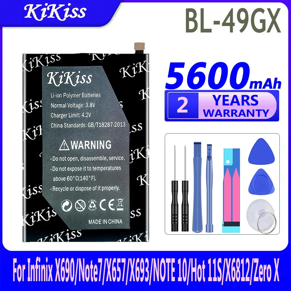 

Аккумулятор KiKissl 5600 мАч для Infinix X690/X657/X693/X6812/Note 7 10/Note7 Note10/Hot 11S/Zero X Bateria