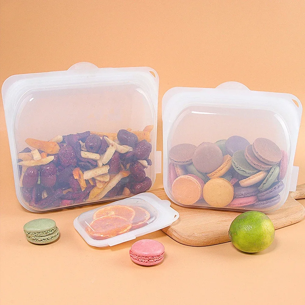 Silicone Reusable Food Bag Freezer Food Container Heat Resistant Leakproof Fresh Keeping Bags Sub-packing Sealing Bags