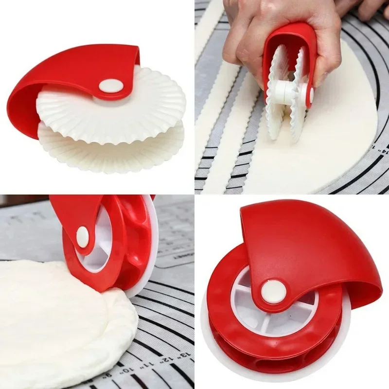 1PC Kitchen Tools Pastry Cutting Wheel Pizza Roll Edge Wheel Roller Cutting Baking Tools Manual Twist Wheel Pasta Cutter