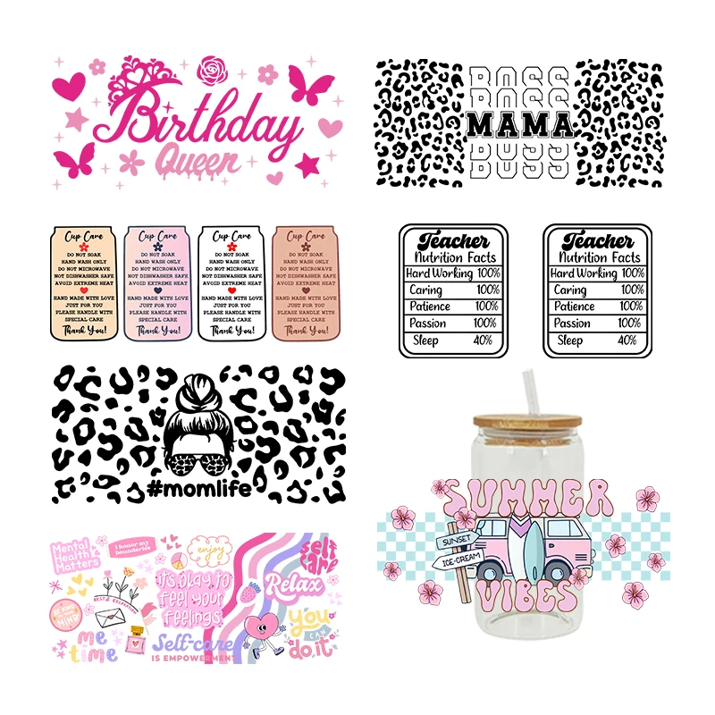 

UV DTF Transfer Sticker Mom life Letters For The 16oz Libbey Glasses Wraps Bottles Cup Can DIY Waterproof Custom Decals D1028