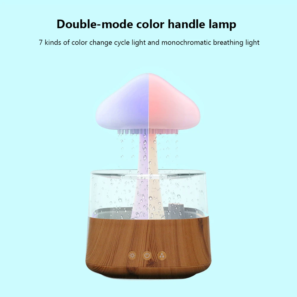 Mushroom Rain Electric Aroma Diffuser Colorful Night Light Mini Water