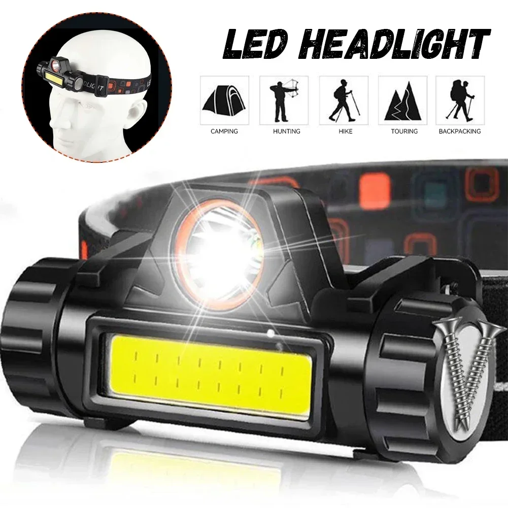 Q5 COB LED Headlamp Powerful 6000LM Waterproof Headlight USB Rechargeable use 18650 Head Torch Camping Fishing Lantern