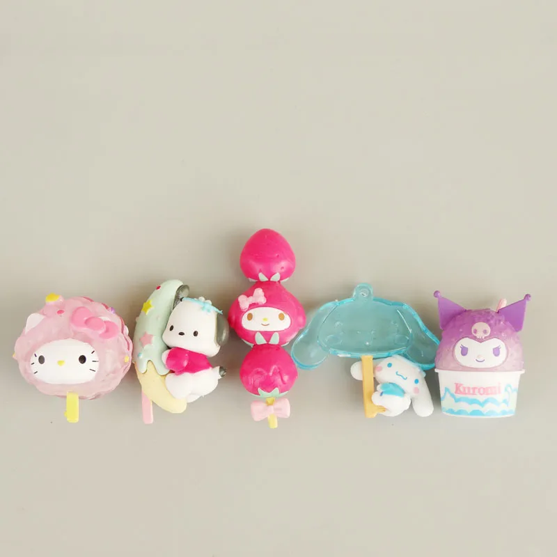 

5pcs Sanrio My Melody Kuromi Cinnamoroll Mini Kawaii Cartoon Anime Figures Banana Candy Shape Desktop Decoration Ornaments