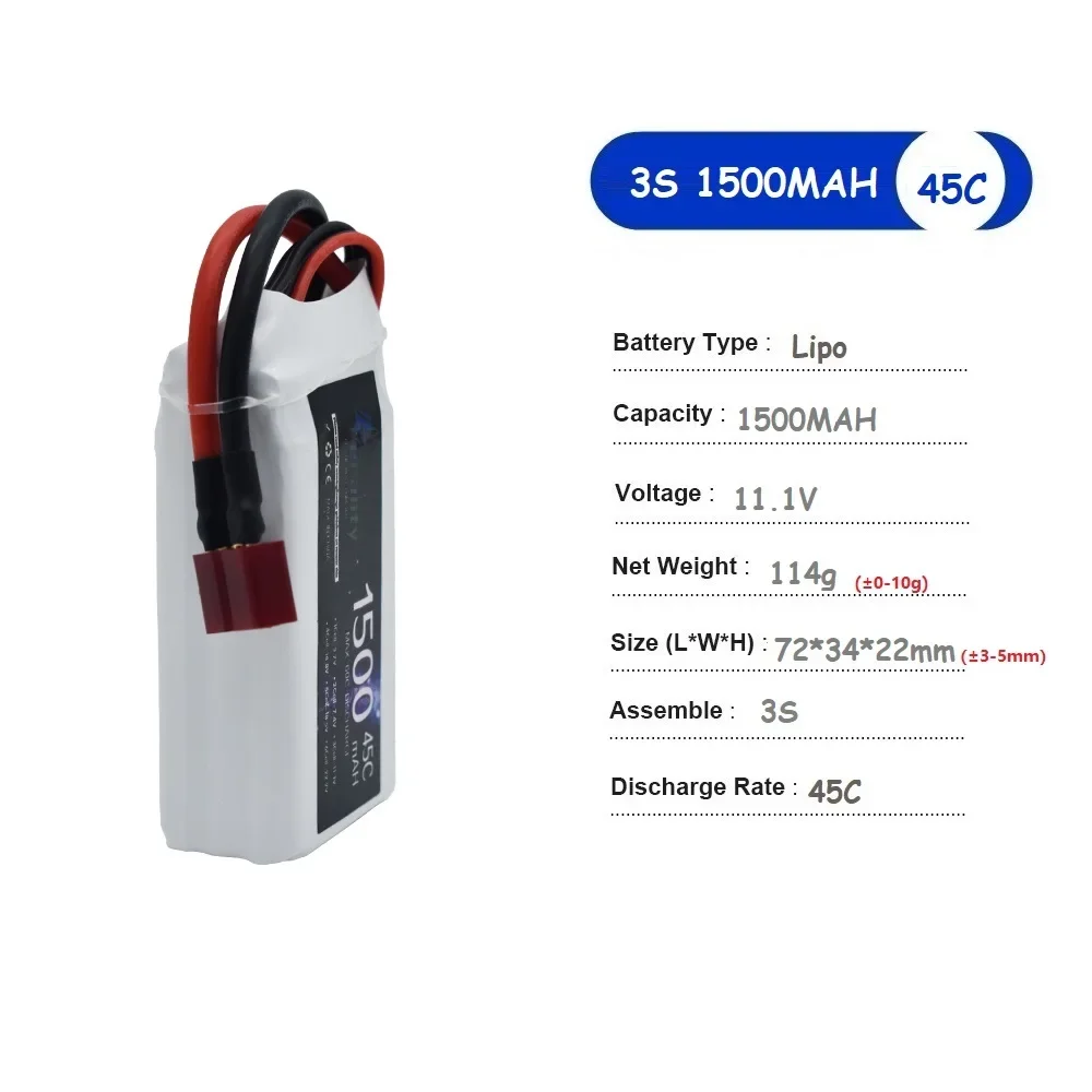 Batterie LiPo Drone 11.1V 1500-3300mAh 45C/60C XT60/T