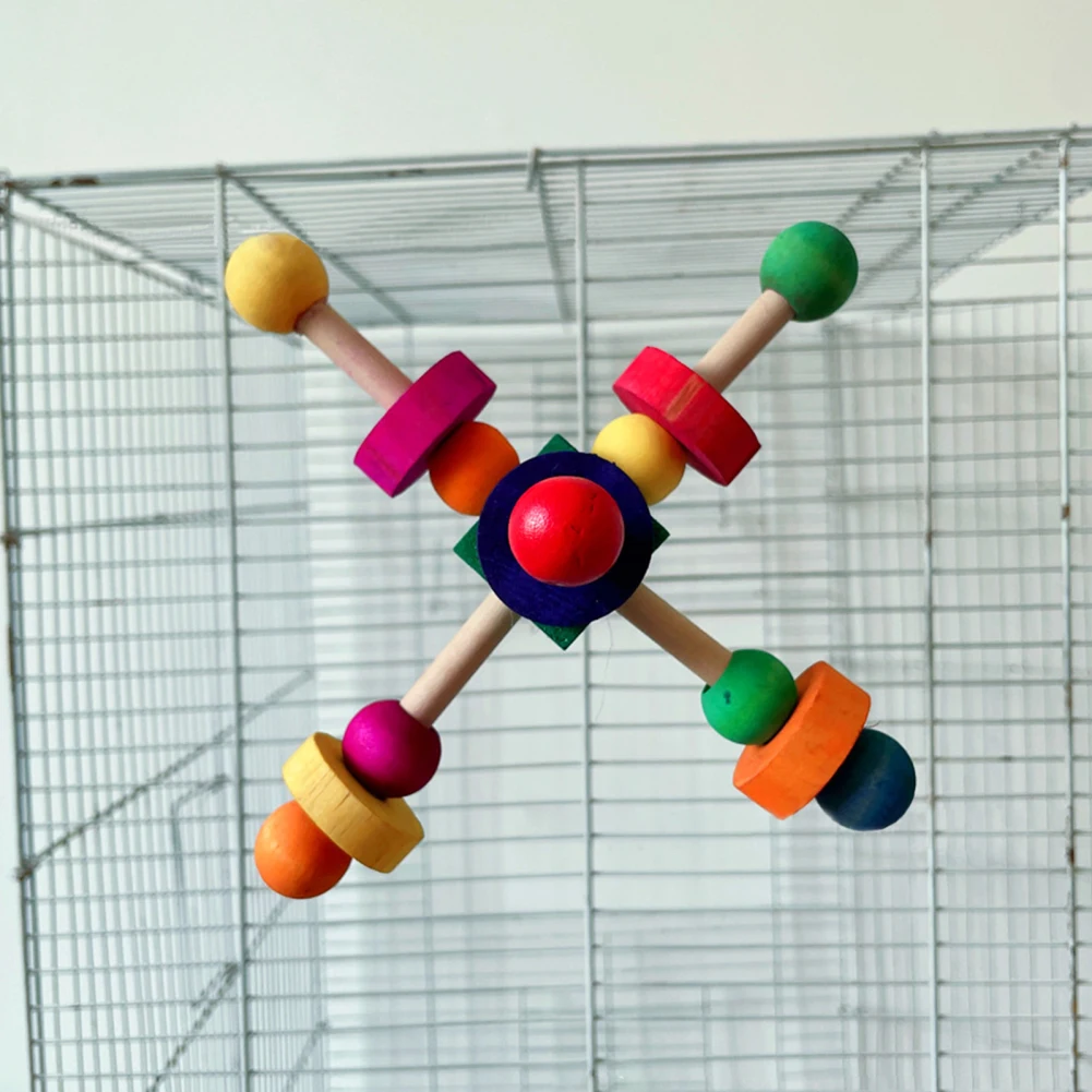 Bird Toys Natural Pepper Bird Stand Perch Toy With Rotating Balls Medium Large Birds Toys Wooden Bird Chew Toys Parrot Cage Toy
