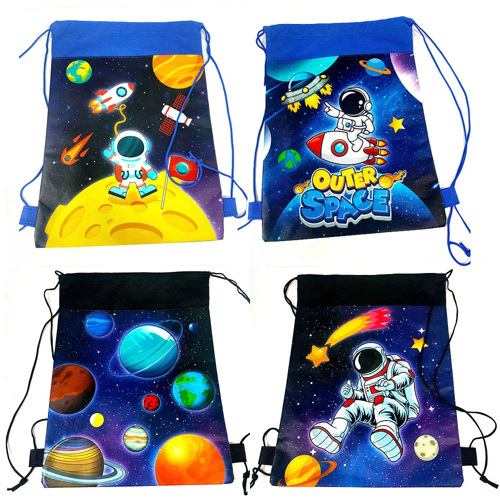 Space Astronaut Balloon Party Decorations Cutlery Drawstring Bags Galaxy Planet Theme Birthday Party Supplies Kid Party Supplies