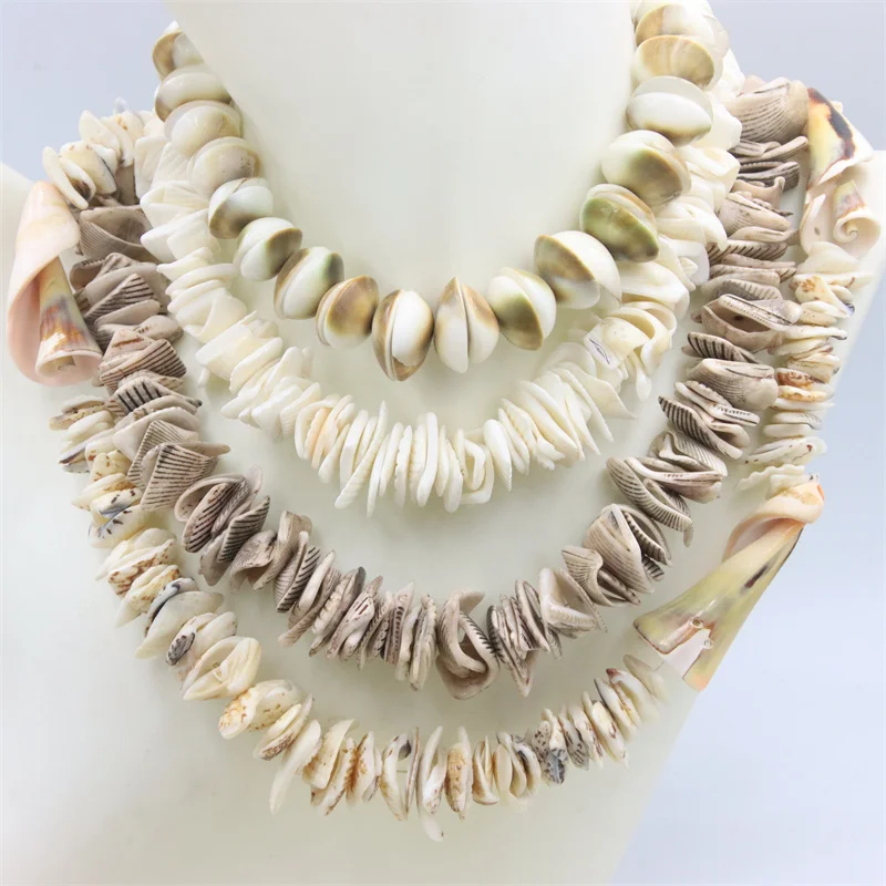Exaggerated-Jewelry-Alloy-Chain-Bohemian-Natural-Irregular-Shell-Short ...