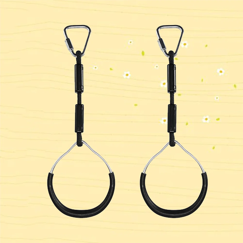 

2pcs Swing Gymnastic Rings Outdoor Backyard Play Sets Climbing Ring Obstacle Ring Swing Toys Set for Kids (Black)