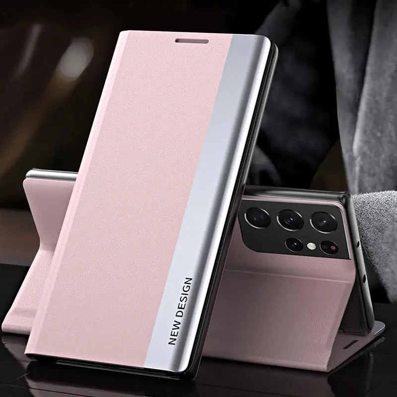 thumbnail image 1 of Luxury Leather Flip Case For Samsung Galaxy S24 S23 S22 S21 S20 Ultra Plus S23 S21 S20 FE S10 Note 20 Ultra 10 Plus Stand Cover, 1 of 5