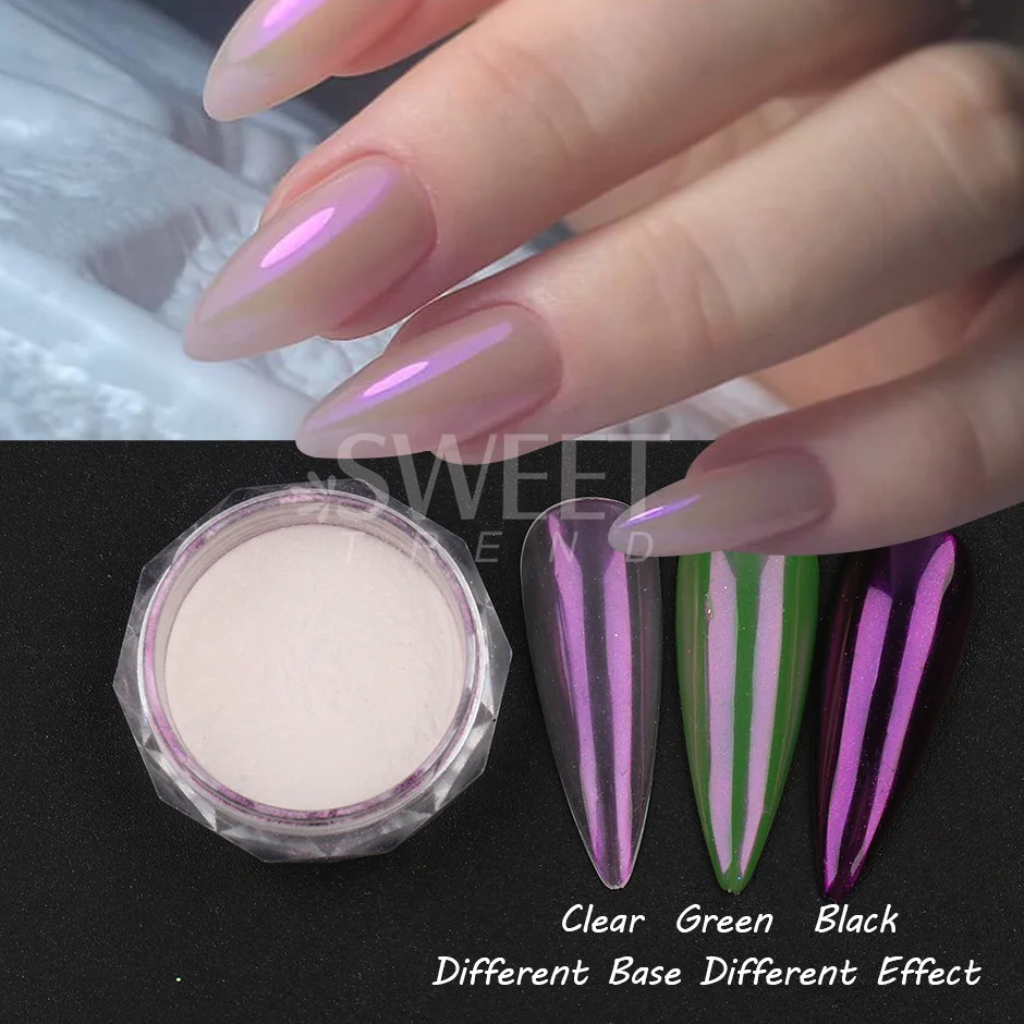 Nail powder nail glitter nail pigment Pearl White Chrome Powder Nail Glitter Mirror Rubbing on Nails Mermaid Aurora Fine Pigment Polish Dust 1 Box