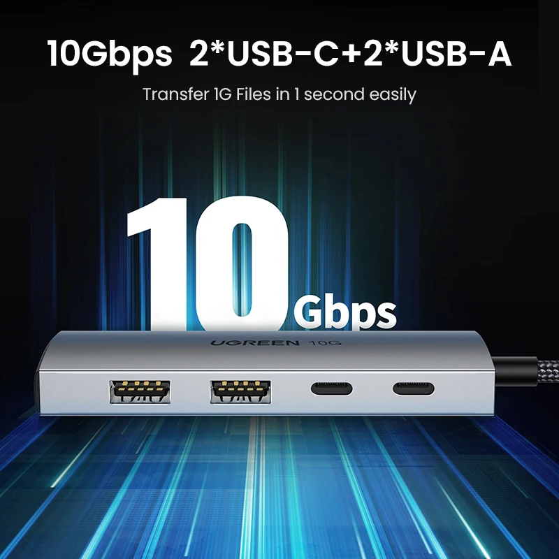 Ugreen Usb Hub 10gbps Tipo-c 3.2 Gen2 Usb Divisor Usb c Usb um Hub Porta Usb 3.2 para Macbook Pro tipo de ar Adaptador Multiport c - Imagem 4