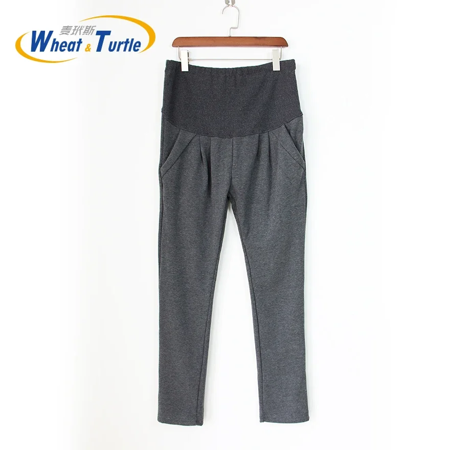 Maternity Winter Leggings Big Size XL XXL 3XL 4XL Dark Grey Cotton Velvet Warm Legging Pants For Pregnant New Design