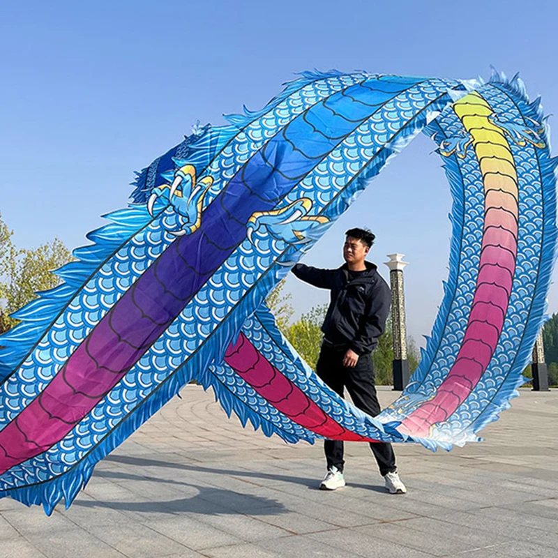3D Leading 8/10/12m Square Fitness Dragon Dance Red Adult Chinese New Year Dragon Dances Ribbon Stage Performance Props 3