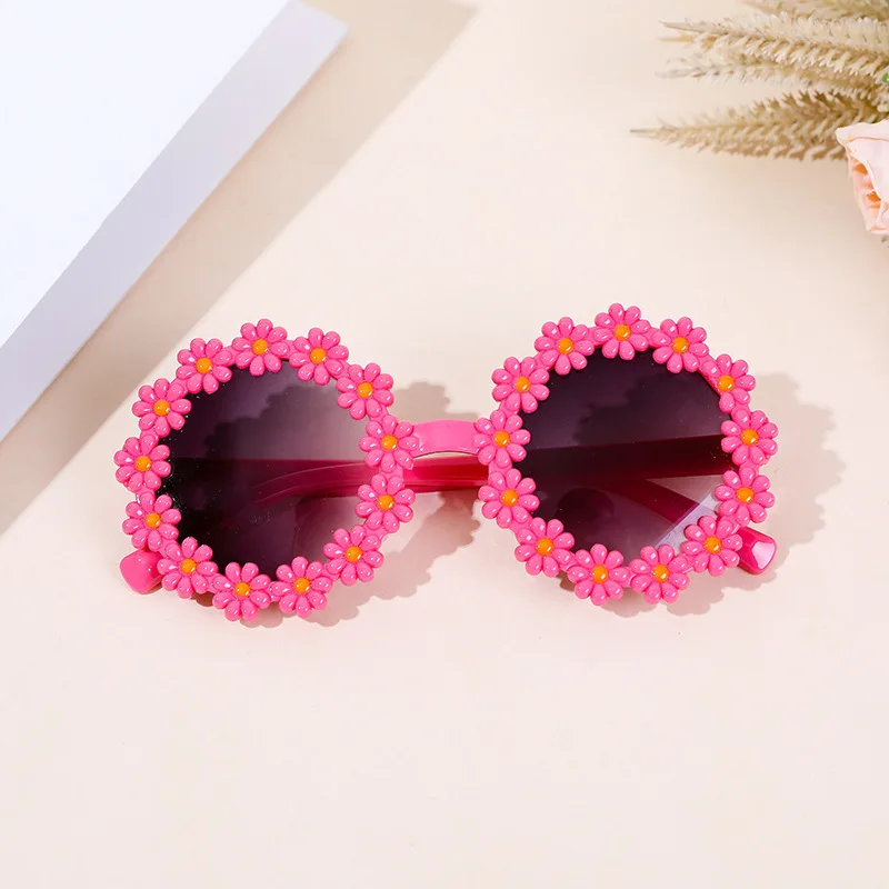 Round Flower Sun Glasses for Kids Cute Daisy Sunglasses Children Outdoor Sun Protection Shades Fashion Funny Party Eyewear