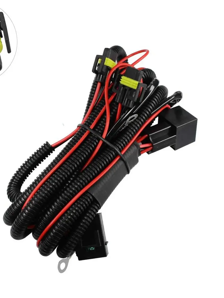 Auto Universal Nebelscheinwerfer Kabelbaum Linie, 1 Stück Umrüstsatz H4 Hi/Lo HID Lampenrelais Kabelbaum, geeignet für H8 H11 Typ – Detail 1