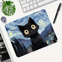 Starry Night mouse pad with cute black cat, study and office use, office accessories, rectangular workstation pad - durable, wat 2