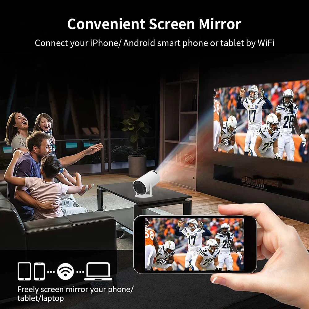 HY300 Pro Projector Android 11 4K 1280*720P Dual Wifi 260ANSI Flexible BT5.0 Cinema Outdoor Portable Indoor Projetor with Bag