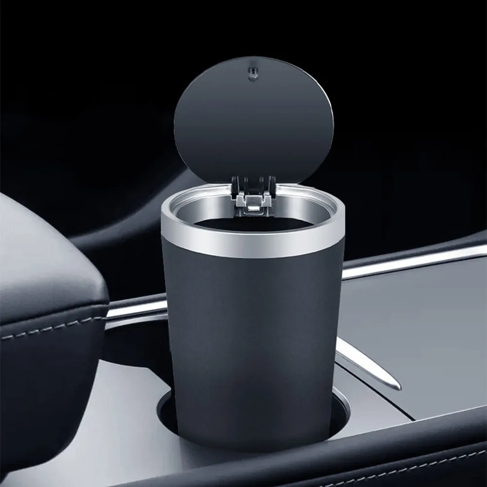 Car Garbage Can Press Type Car Trash Can Cup Holder Leakproof Waterproof Rubbish Bin With Lid Auto Interior Accessories