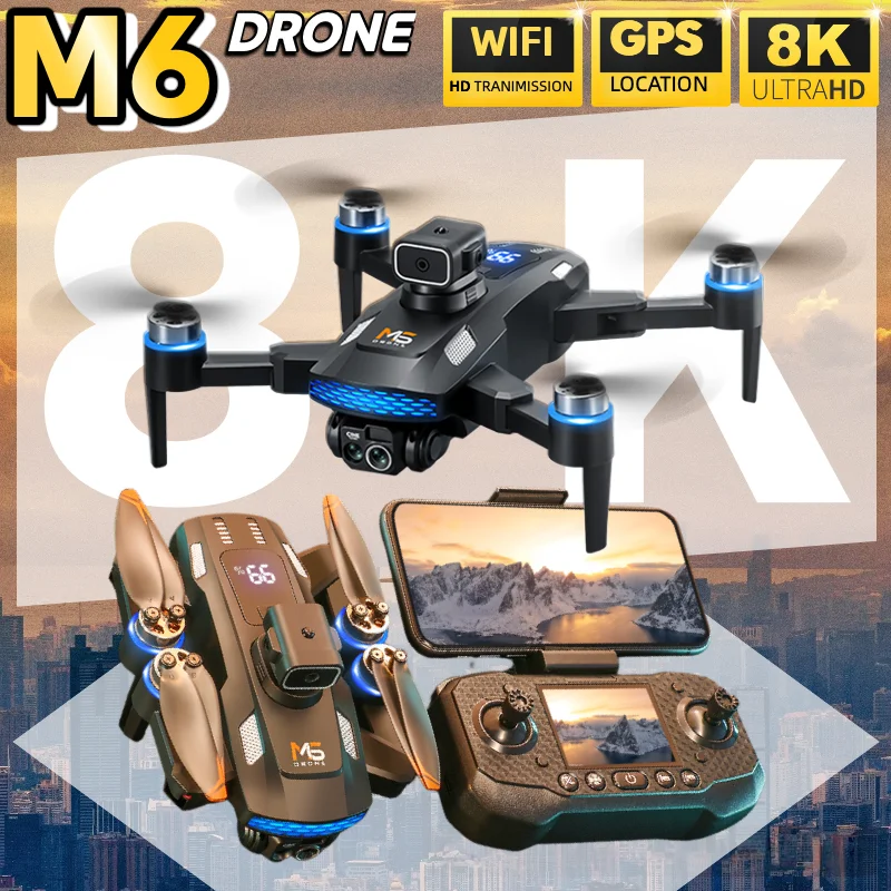 Drone Professionale Lenovo M6 con Schermo, WIFI 5G, Fotocamere HD 8K, Motore Brushless, FPV, Quadricottero RC, Elicottero UAV - Image 2