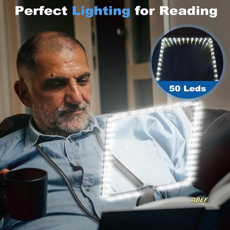 50개의 LED 조명이 있는 5X 핸즈프리 돋보기, 노인 저시력 독서, 수리, 바느질을 위한 구즈넥 페이지 돋보기