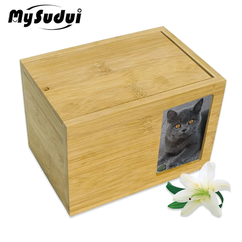 

MySudui Wooden Pet Urn Memorial Cat Dog Wooden Box Small Animal Passed Away Cremation Memorial Moisture Proof Funeral Supplies