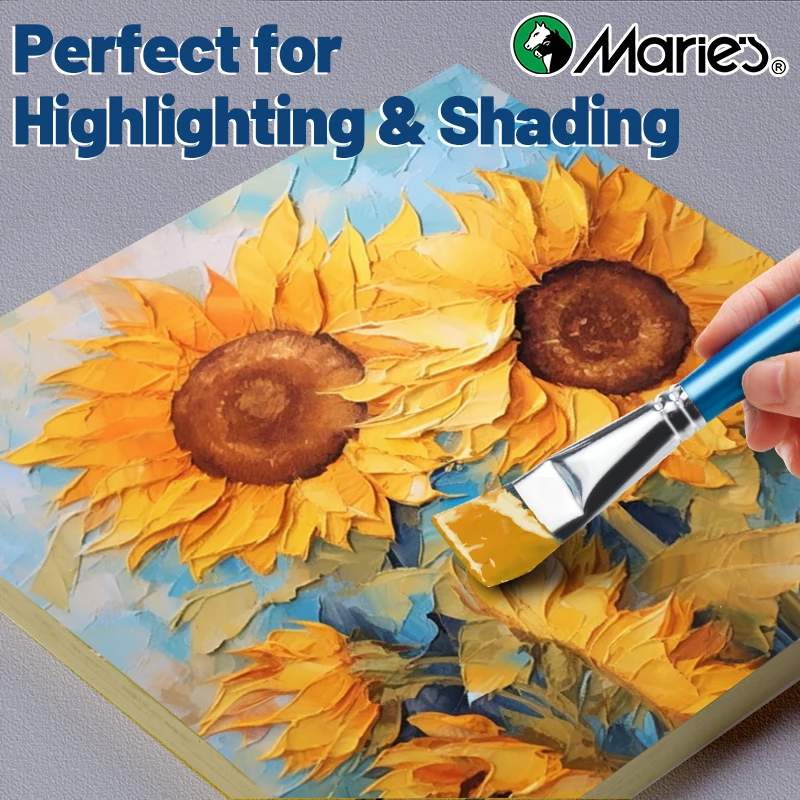 12 Sizes Marie's Flat Paint Brush Set for Oil,Acrylic,Gouache,Watercolor,Crafts,Models,Eggs,Rocks,Canvas for Artists & Adults 3