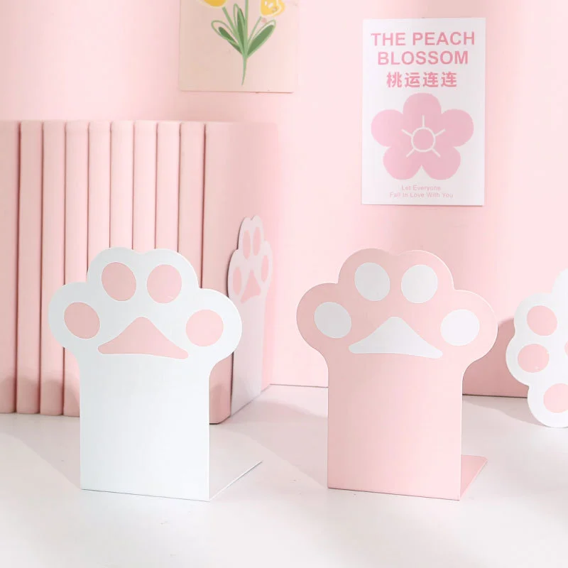 Creative Cat Paw Bookends Kawaii Anti-skid Book Organizer Desktop Book Support 2pcs book organizer book holder book stand