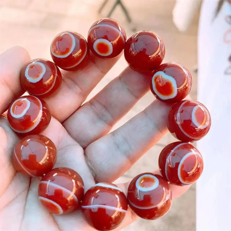 Pulsera de ágata roja Natural para mujer, cristal Reiki, curación, piedra Fengshui, joyería bonita, regalo para mujer, 1 piezas