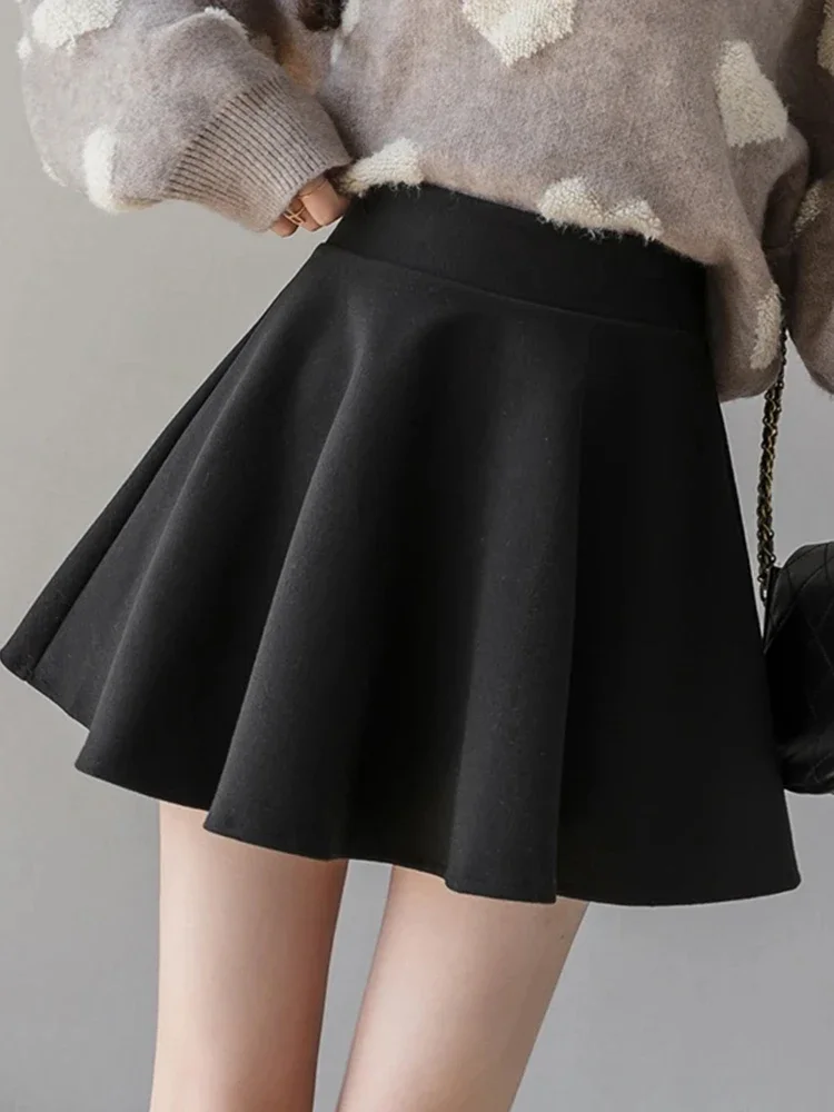 가을 패션 여성 솔리드 컬러 PU Pleated 스커트 겨울 슬림 맞는 높은 허리 독특한 지퍼가 달린 여성 미니 가죽 스커트