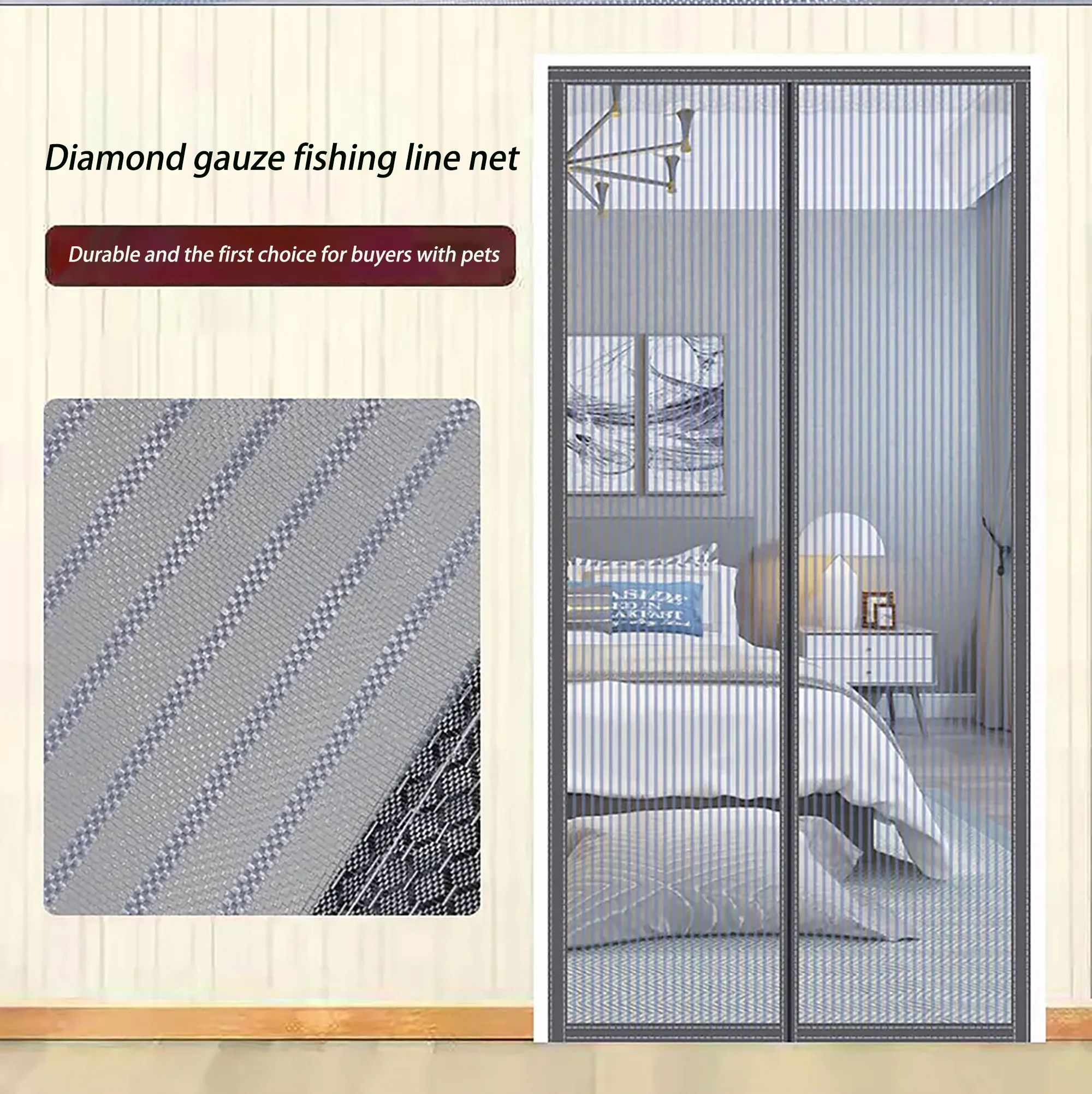 Diamond Mesh Mosquito Proof Door Curtain Whole Magnetic Suction For Household Use magnetic door curtain