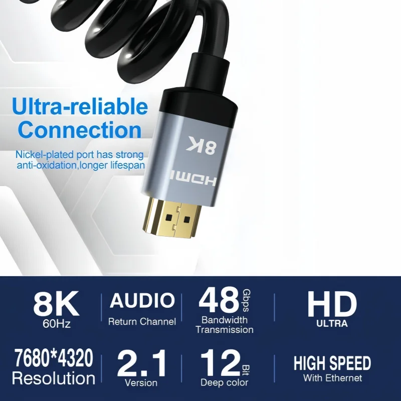 Cavo HDMI 2.1 SKW 5 Metri – 8K 60Hz E 4K 120Hz – 48Gbps – Nylon Intrecciato – Per PS5, Xbox, TV 8K - 5