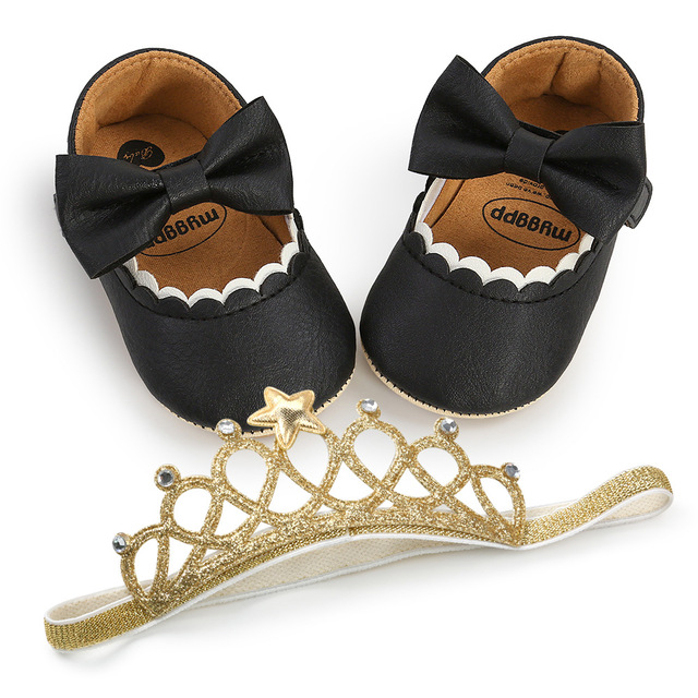 Spring Autumn Newborn First Walker Shoes Infant Toddler Bowknot Non-slip Rubber Soft-Sole Flat  Baby Bow Decor Mary Janes