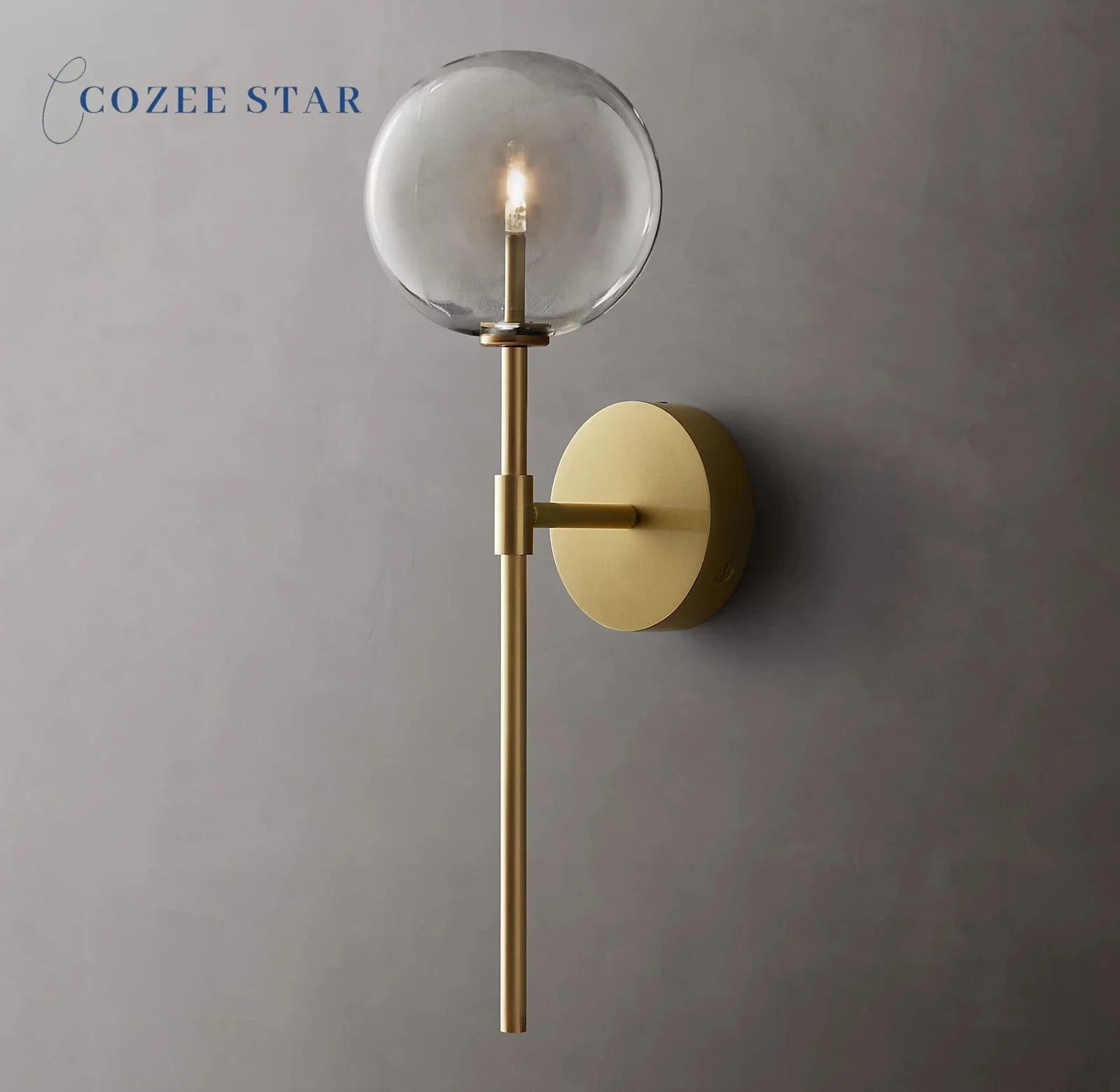 

Clear Glass Globe Sconce Modern Retro LED Brass Chrome Black Wall Lamps Lustre Living Room Study Bedroom Indoor Lighting Decor