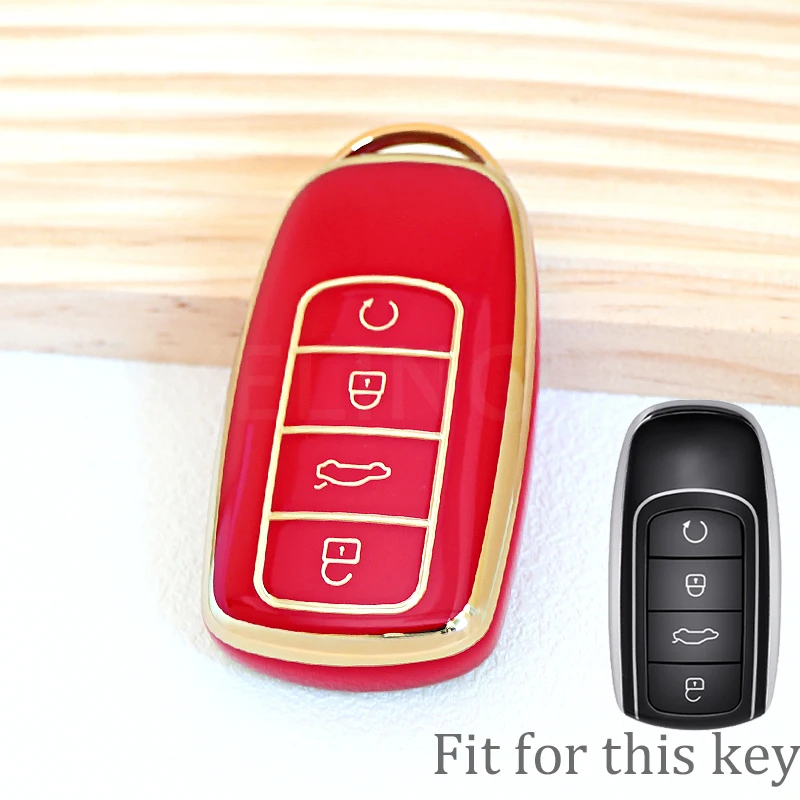 Premium Car Key Cover Case - 4 Button Design Keychain Holder