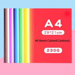 Vibrant A4 Cardstock - 50 Sheets, 50 Colors, 230 GSM Premium Paper (40 Color 40sheets)