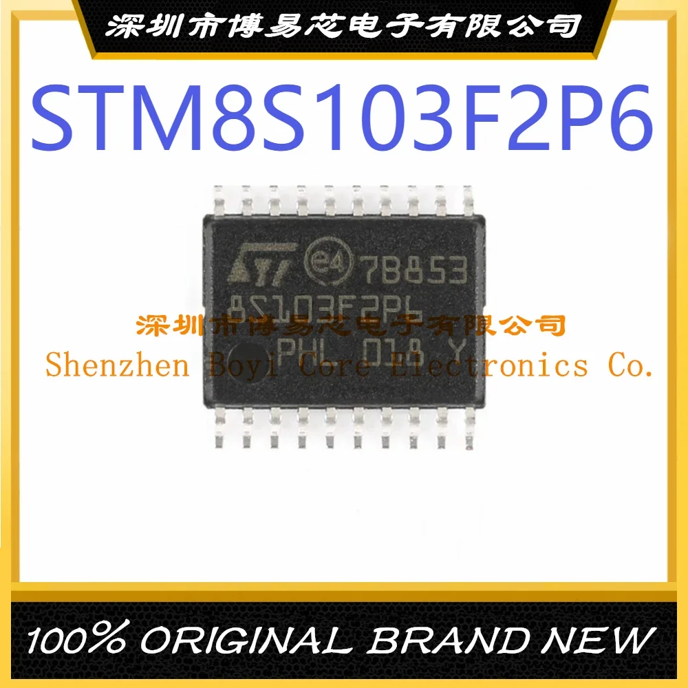 STM8S103F2P6TR Package TSSOP-20 STM8 16MHz Flash Memory: 4K@x8bit RAM: 1KB Microcontroller (MCU/MPU/SOC) n79e715at28 package tssop 28 51 series flash memory 16kb ram 512byte microcontroller mcu mpu soc